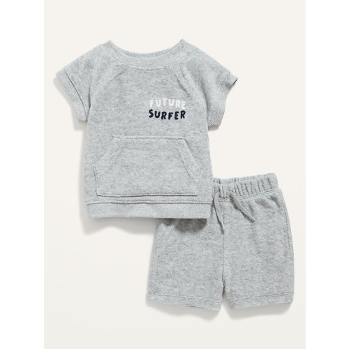 Unisex Graphic Loop-Terry Short-Sleeve Sweatshirt &#x26; Shorts Set for Baby