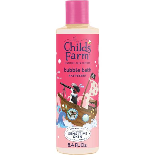 Childs Farm, Kids Bubble Bath for Dry, Sensitive Skin, Organic Raspberry, Gently Cleanses & Soothes, Vegan, Cruelty-Free, 8.4 fl oz