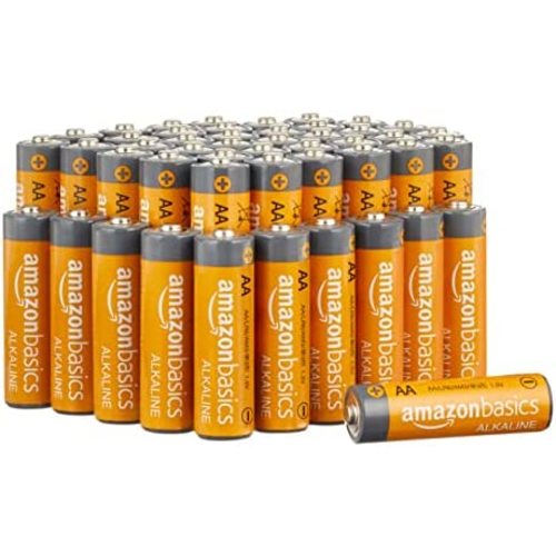 Amazon Basics 48 Pack AA High-Performance Alkaline Batteries, 10-Year Shelf Life, Easy to Open Value Pack