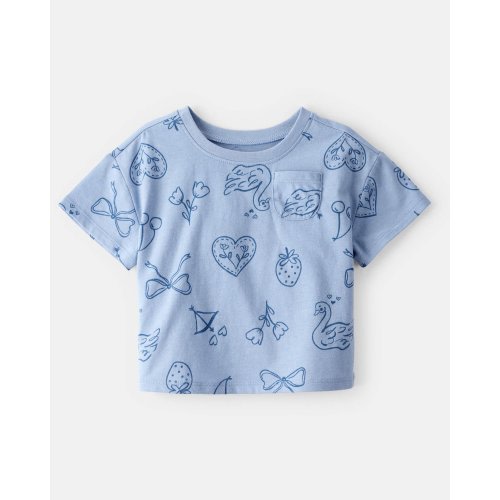 Baby Girl Bow Icon Short-Sleeve Pocket Tee - Blue | Carter's
