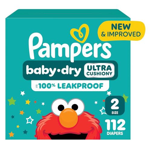Pampers Diapers - Baby Dry - Size 2, 112 Count, Absorbent Disposable Infant Diaper (Packaging May Vary)