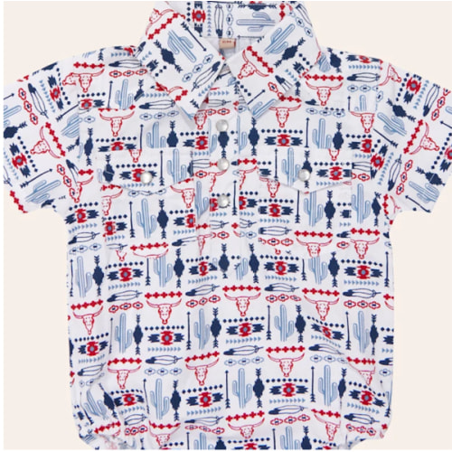 Rafter C Infant Boy's Red & Navy Skull Print Onesie I Cavender's