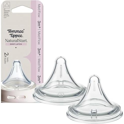 Tommee Tippee Natural Start Deep Latch Triangular Nipples, Medium, 3m+