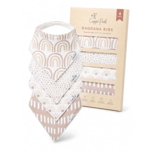 Copper Pearl Baby Bibs 4 Pack & 6 Pack, Bandana Drool Bibs for Baby Girl & Boy, Soft Cotton Bibs for Drooling and Teething