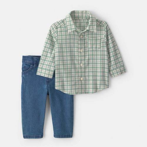 Baby Boy Carter’s 2-Piece Plaid Flannel Long-Sleeve Top & Pant Set