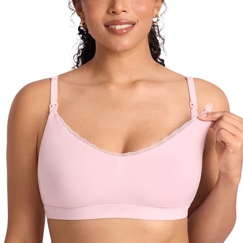 MOMANDA Lace Cotton Nursing Bras | Cute maternity sleep bralettes for breastfeeding, Ultra soft, With pads, For women