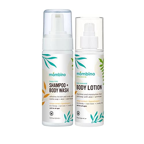 Mambino Organics Happy Time Body Wash & Lotion Set, Vegan Bath and Body Care Duo, Gentle Body Wash and Moisturizing Lotion, Cruelty-Free Self Care Kit & Bath Gift Set