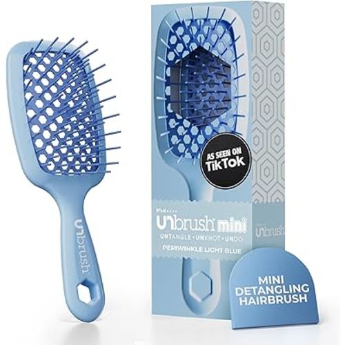 FHI Heat UNbrush Mini Detangler Brush for Pain-Free Brushing on All Wet or Dry Hair Types — Durable Duoflex Anti-Static Bristles, Lightweight Handle, Vented Mini Hair Brush