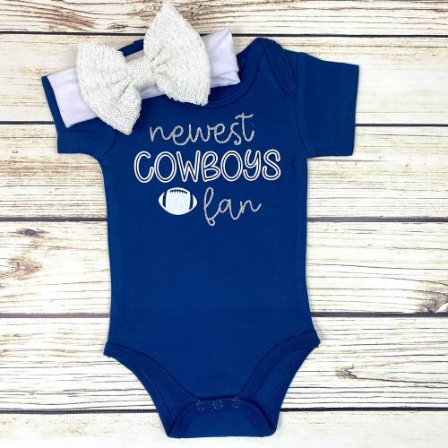 Newest Cowboys Fan Football Bodysuit Outfit For Baby Girl