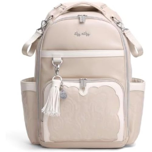 Itzy Ritzy Diaper Bag Backpack – Large Capacity Boss Plus Baby Backpack Diaper Bag Featuring 19 Pockets, Changing Pad, Stroller Clips, and Comfortable Backpack Straps, Oat