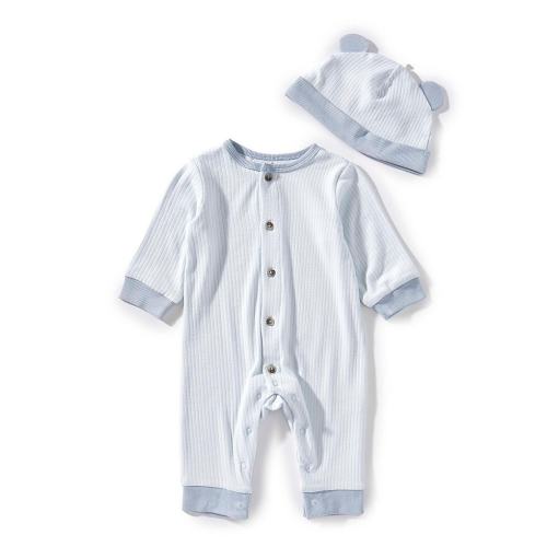 Little Me Baby Boys Cozy Ribbed Coverall And Hat Set