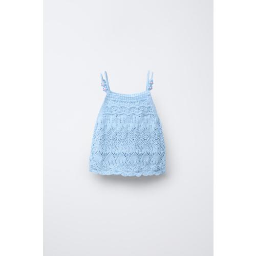 BEADED KNIT TOP - Sky blue | ZARA United States