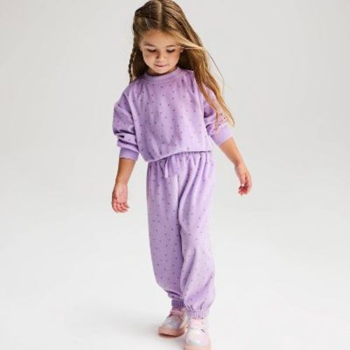 Toddler Girls' Star Cozy Microfleece Pull-On Sweatpants - Cat & Jack™ Purple 3T