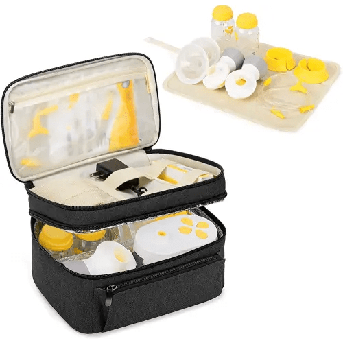 BAFASO Breast Pump Bag (Compatible with Medela* Pump in Style) with a Waterproof Pump Parts Pad, Carrying Case for Medela* Pump in Style and Extra Parts (Patent Pending), Black