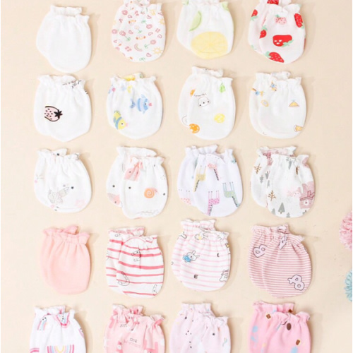 6pairs Assorted Newborn Baby Girl's Scratch Mittens, Strawberry & Rainbow Print, Soft & Skin-Friendly, Suitable For All Seasons | SHEIN USA