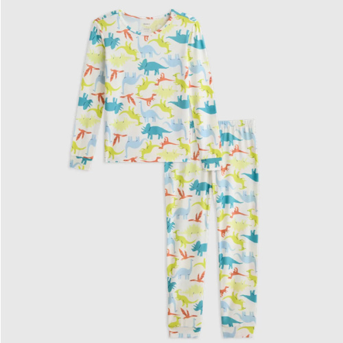 Bamboo Long Sleeve and Pant Pajama Set - Toddler in Colorful Dinos
