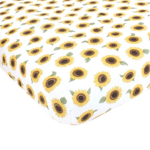 Hudson Baby Infant Girl Cotton Fitted Crib Sheet, Sunflower, One Size