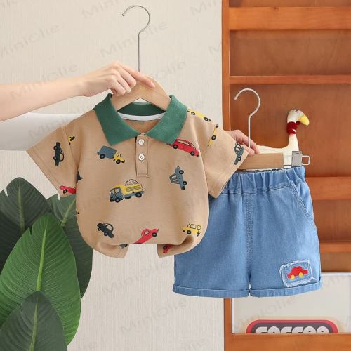 Baby 2-Piece Polo Vehicle Denim Set