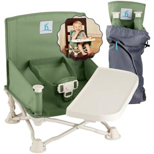 OmniBoost Booster Seat with Tray, Travel High Chair, Baby Chair, Green