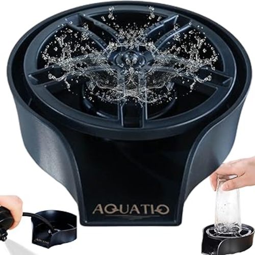 2 in1 Glass Rinser for Kitchen Sink - Stainless Steel Cup Cleaner - Counter Top Bottle Washer - Kitchen Sink Accessories - Attachements - Sink Sprayer, Black