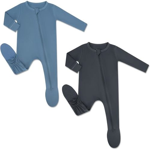 HAPIU Rayon from Bamboo Baby Footed Pajamas, 2 Way Zipper YKK, Footie for Baby Boy Girls, Newborn-24 Months