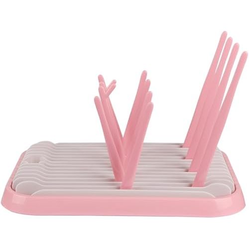 Baby Bottles Drying Rack, Folding Drainer for Feeding Bottles Accessories Dryer Holder(Pink)