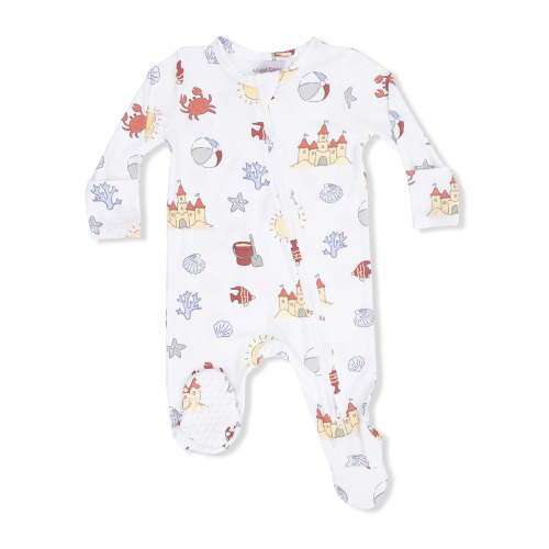 2-Way Zip Footie, Sunny Sandcastles