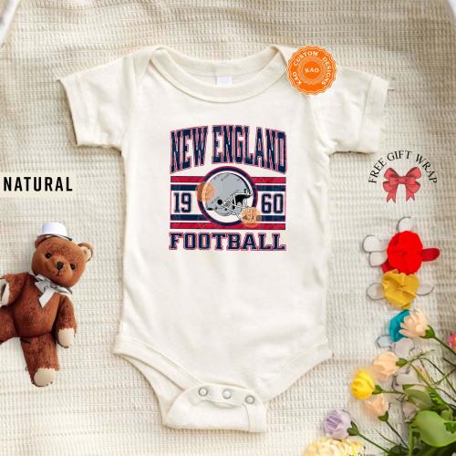 New England Football Baby Bodysuit, Patriot Toddler Shirt, Kids Game Day T-Shirt