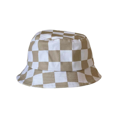 Kids Bucket Hat, Tan Checkerboard