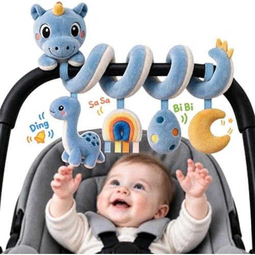 Spiral Car Seat Baby Toys 0-6 Months, Dinosaur Stroller Toy