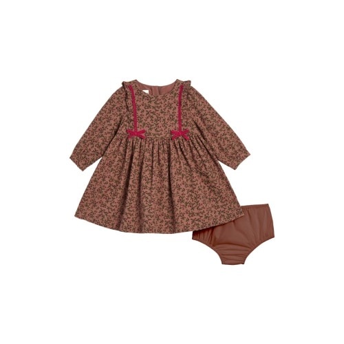Floral Ruffle Long Sleeve Dress with Bloomers, 24M