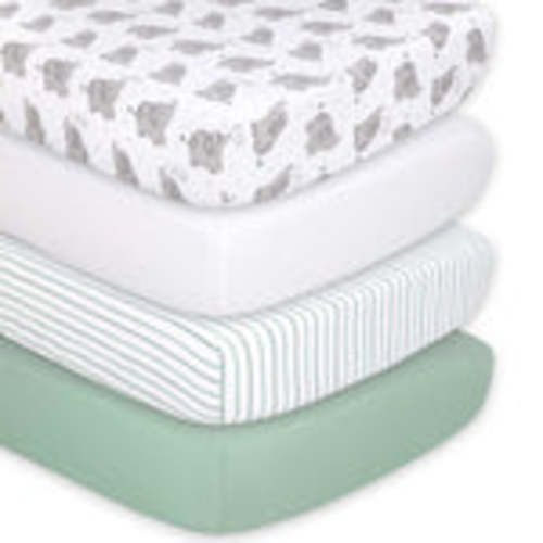 Elephant 4-Pack Fitted Crib Sheet Set