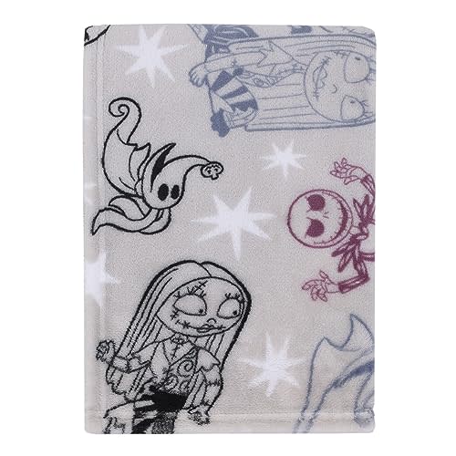 Disney Nightmare Before Christmas Gray, Purple, and White Super Soft Baby Blanket