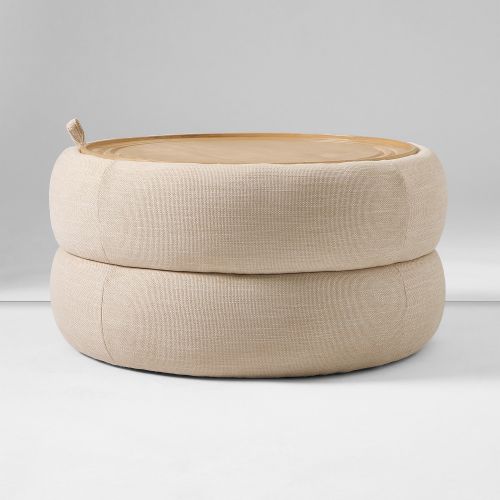 Lumi Storage Play Ottoman Wide Sand Performance Basketweave