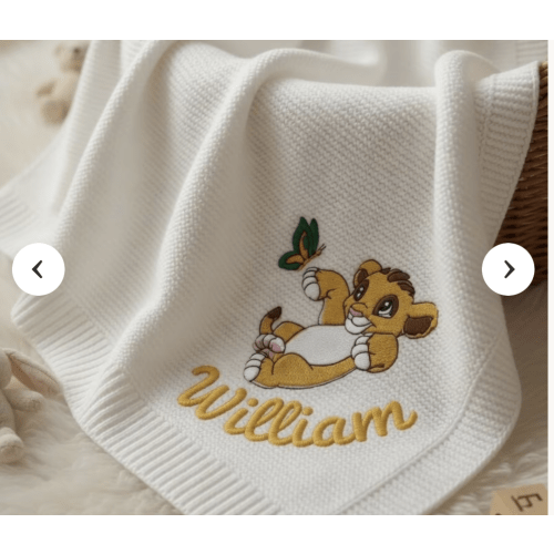 Personalized Baby Blanket Embroidered Lion King Simba, Baby Blanket with Name, Welcome Baby Blanket, Nursery Keepsake, Newborn Gift For Baby