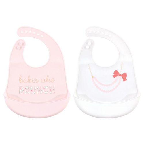 Little Treasure Baby Girl Silicone Bibs 2pk, Brunch, One Size