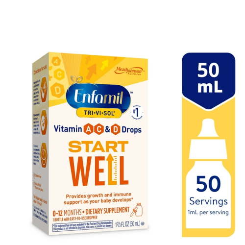 Enfamil Tri-Vi-Sol, Vitamin A, C, D Drops, Baby's Growth & Immunity, 50 mL