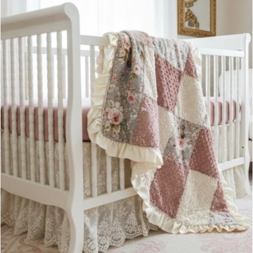 Fable Floral and Lace Shabby Chic Baby Crib Bedding – DBC Baby Bedding Co
