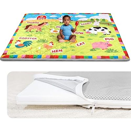 Foam Baby Play Mat, 71x59 Playpen Mat with Removable Cover