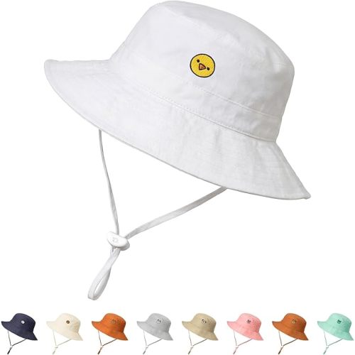 RIVBOS Baby Sun Hat UPF 50+ Cute Animal Pattern Summer Beach Kids Toddler Bucket Hat for Boys Girls 0-7 Years