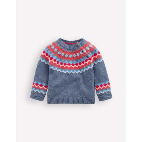 Fair Isle Button Jumper-Blue Classic Fair Isle