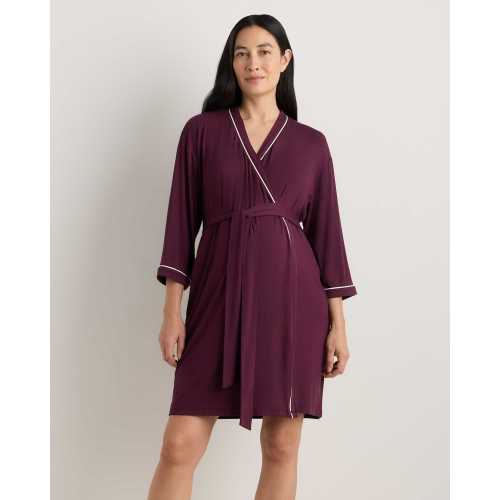 Bamboo Jersey Maternity Robe - Maternity & Post-partum in Wine Tasting Red