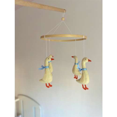 Duck Nursery - Baby Mobile Goose Blue Ribbon - Baby Mobile Boys -  Crib Mobile - Goose Baby Shower - Felt Goose