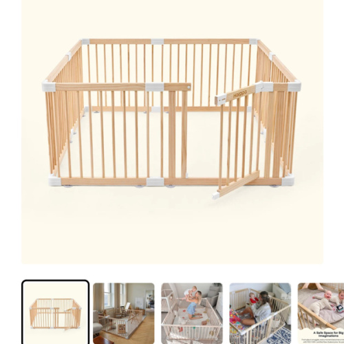 HARPPA Wooden Baby Gate Playpen | Non-Toxic Foldable DIY Adjustable Play Yard for Infants & Toddlers – Natural Finish Baby Fence for Small & Large Spaces