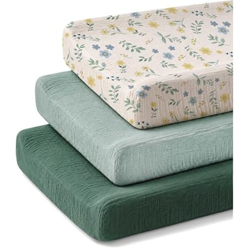 Changing Pad Covers 3 Pack, 32"x16" Muslin Baby Changing Table Pad Covers