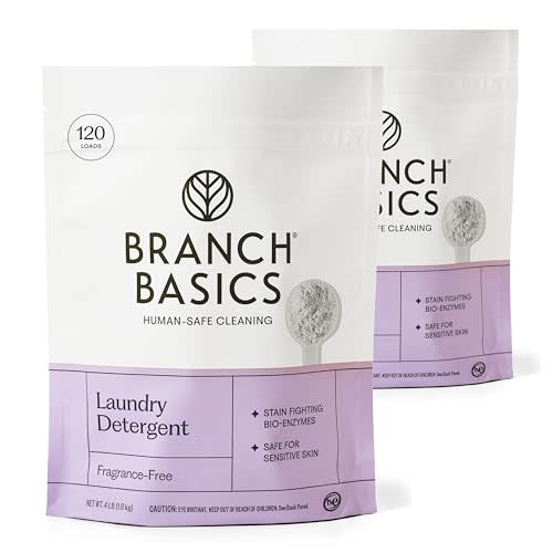 Branch Basics Laundry Detergent – 2 Pack (4lbs each) | Fragrance-Free | Plant & Mineral-Based Formula | Lifts Stains & Removes Odor | Safe for Sensitive Skin | Optimized for Cold Water