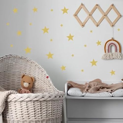 155 Pcs Gold Star Wall Decals - Decorative Stickers for Nursery, Kids Room, Bedroom (1-4 Inch, Mix Sizes)