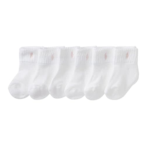 Polo Ralph Lauren Baby Classic Sport Ankle Socks-6 Pair Pack-Soft Stretchy Yarn & Stay Up Top