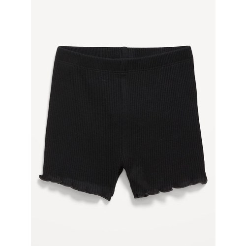 Ribbed Lettuce-Edge Biker Shorts for Baby