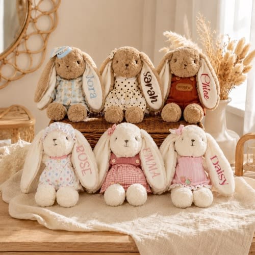 Personalized Newborn Keepsake Bunny Plush,Custom Name Rabbit Stuffed Animal,Baby Shower Gift,New Baby Lovey